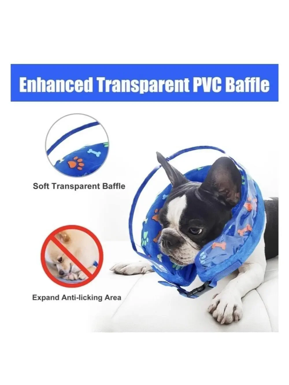 Inflatable Dog Cone Large Post-Surgery Collar Stops Licking & Biting New